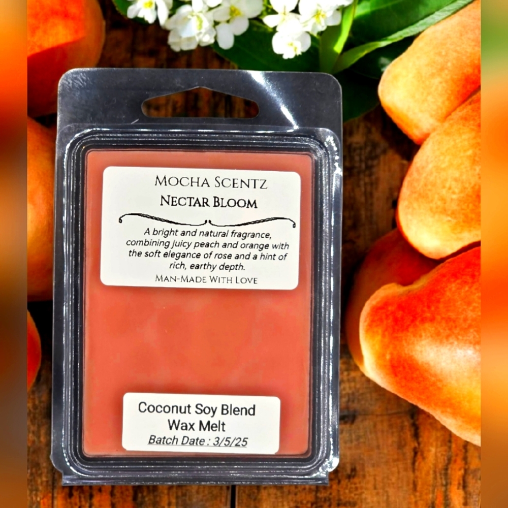 Handmade 2oz Nectar Bloom Coconut/Soy Wax Melt  - Peach